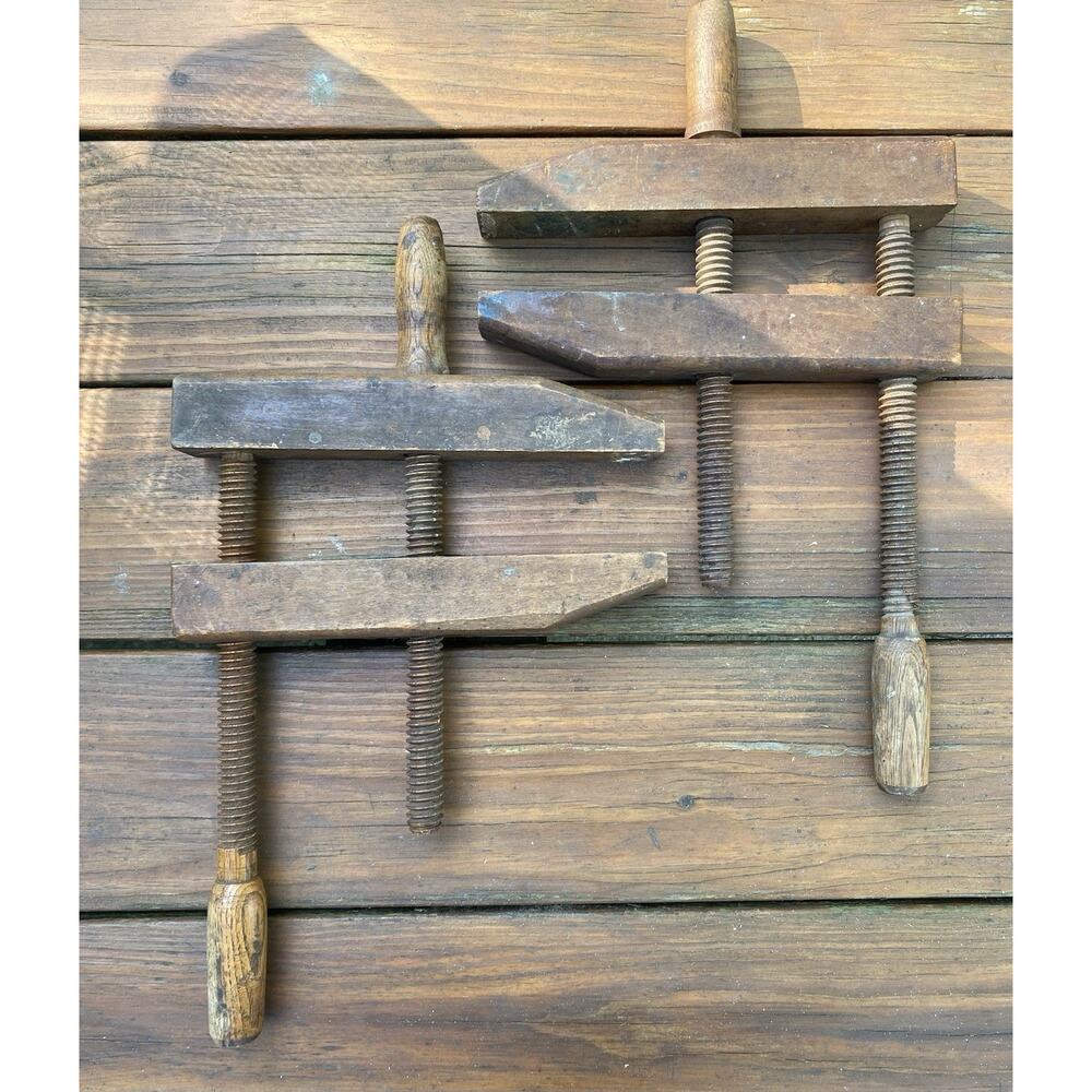 Antique Wooden Clamps Sargent 2 Hand Screw Vise Large Woodworking